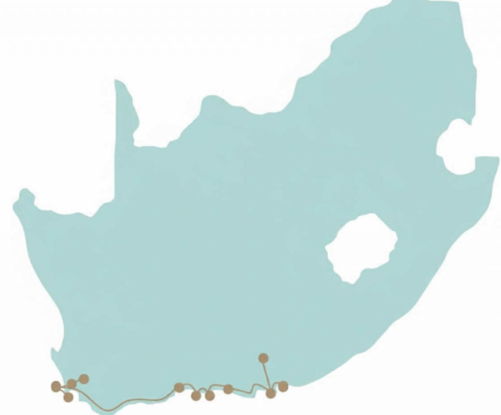 carte détaillée d'un voyage trip en Afrique du Sud pour un séjour de 10 jours